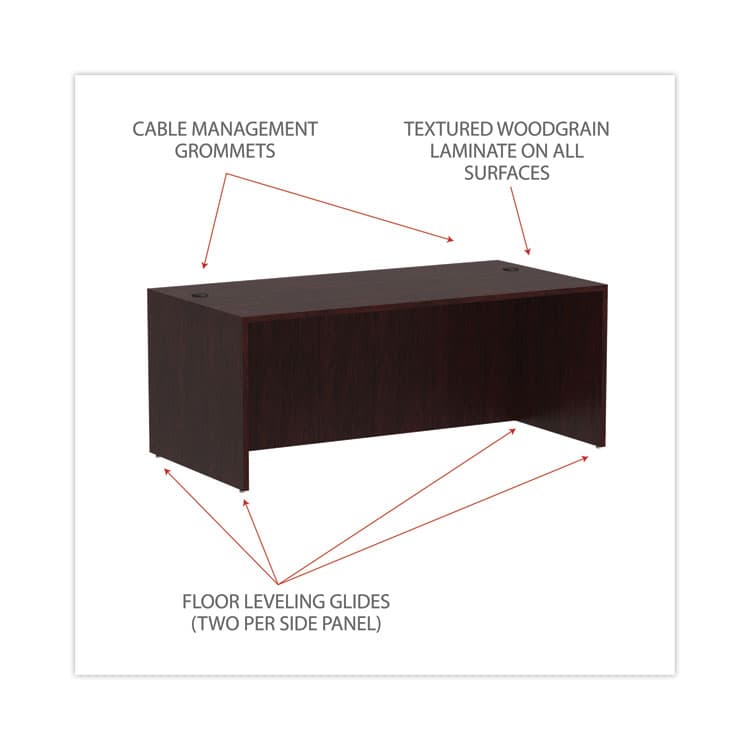 ALERA Alera Valencia Series Straight Front Desk Shell, 71" x 35.5" x 29.63", Mahogany (ALEVA217236MY) thumbnail 4