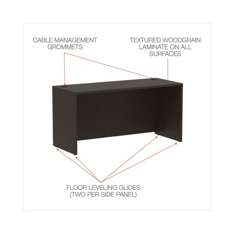 ALERA Alera Valencia Series Credenza Shell, 59.13w x 23.63d x 29.5h, Espresso (ALEVA256024ES) thumbnail 3