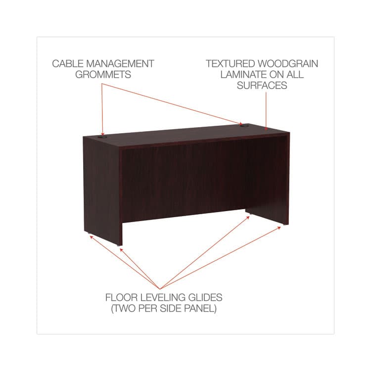 ALERA Alera Valencia Series Credenza Shell, 59.13w x 23.63d x 29.5h, Mahogany (ALEVA256024MY) thumbnail 3