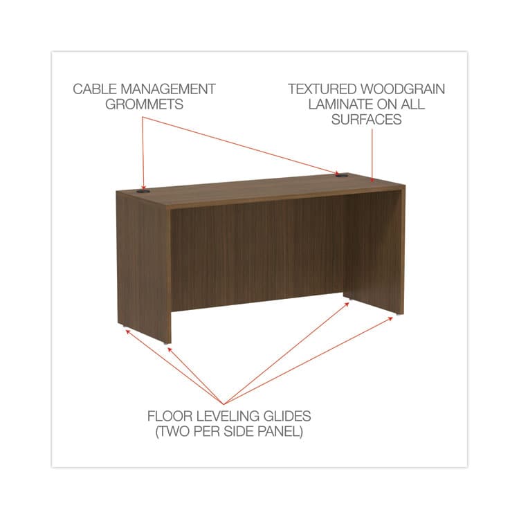 ALERA Alera Valencia Series Credenza Shell, 59.13w x 23.63d x 29.5h, Modern Walnut (ALEVA256024WA) thumbnail 3