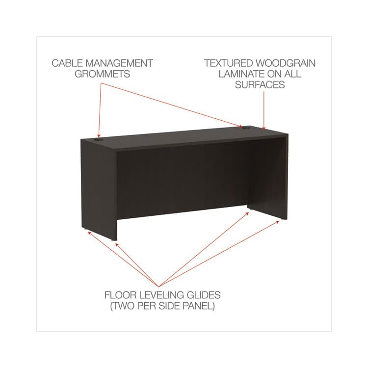 ALERA Alera Valencia Series Credenza Shells, 65w x 23.6d x 29.5h, Espresso (ALEVA256624ES) thumbnail 4