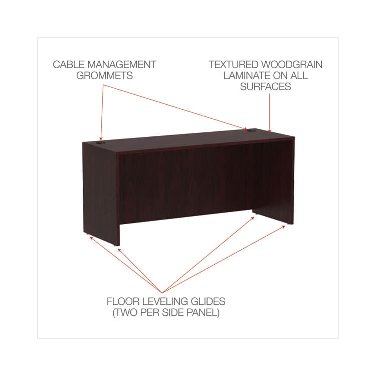ALERA Alera Valencia Series Credenza Shells, 65w x 23.6d x 29.5h, Mahogany (ALEVA256624MY) thumbnail 4