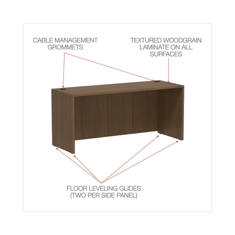 ALERA Alera Valencia Series Credenza Shell, 65w x 23.63d x 29.5h, Modern Walnut (ALEVA256624WA) thumbnail 4