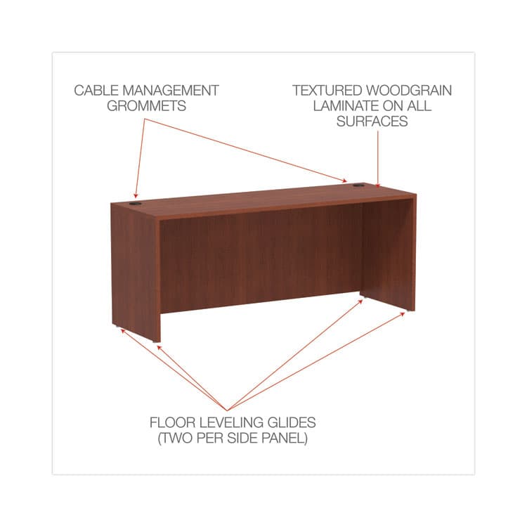 ALERA Alera Valencia Series Credenza Shell, 70.88w x 23.63d x 29.5h, Medium Cherry (ALEVA257224MC) thumbnail 4