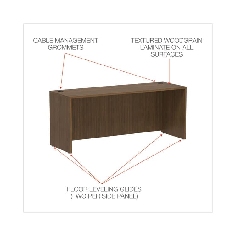 ALERA Alera Valencia Series Credenza Shell, 70.88w x 23.63d x 29.5h, Modern Walnut (ALEVA257224WA) thumbnail 4