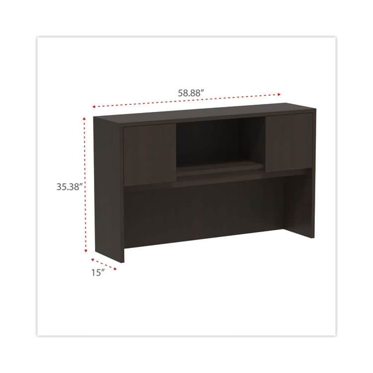 ALERA Alera Valencia Series Hutch with Doors, 4 Compartments, 58.88w x 15d x 35.38h, Espresso (ALEVA286015ES) thumbnail 2