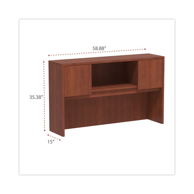 ALERA Alera Valencia Series Hutch with Doors, 4 Compartments, 58.88w x 15d x 35.38h, Medium Cherry (ALEVA286015MC) thumbnail 2