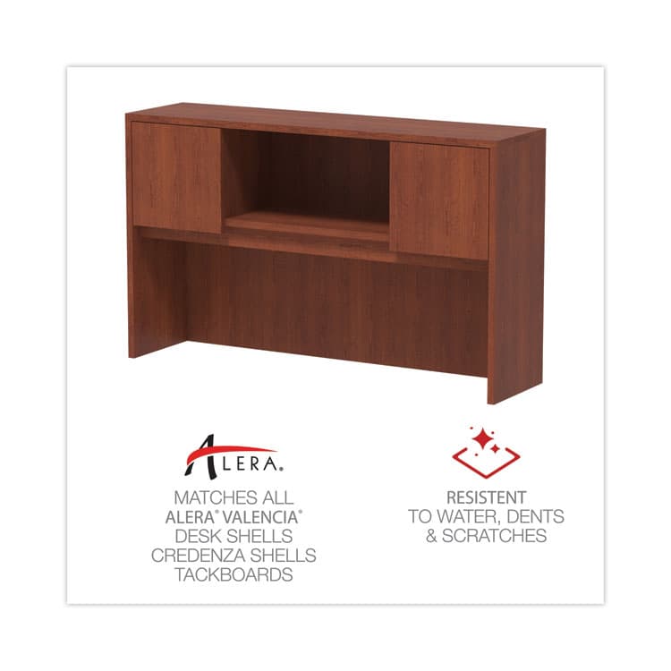 ALERA Alera Valencia Series Hutch with Doors, 4 Compartments, 58.88w x 15d x 35.38h, Medium Cherry (ALEVA286015MC) thumbnail 4