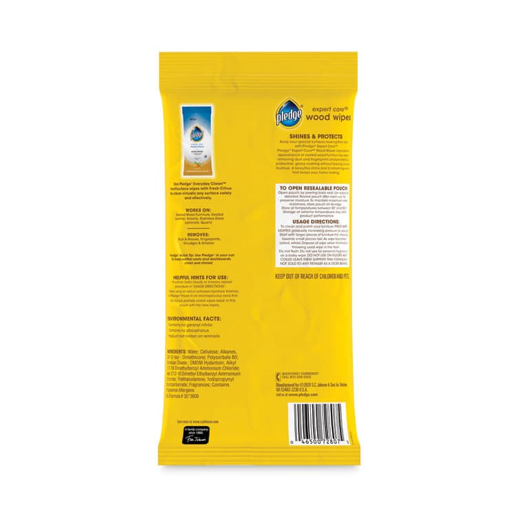 SC JOHNSON Lemon Scent Wet Wipes, Cloth, 7 x 10, White, 24/Pack, 12 Packs/Carton (SJN336297) thumbnail 4