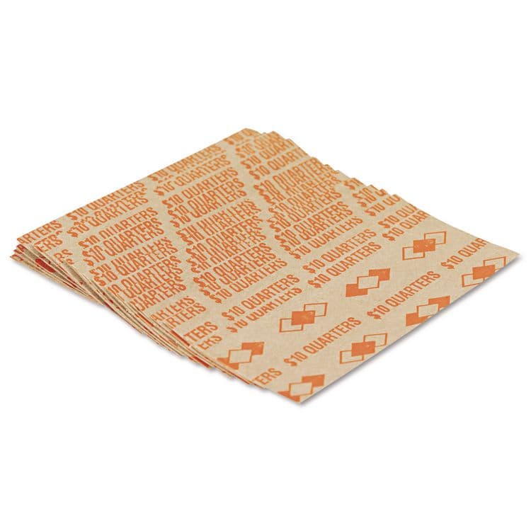 ICONEX Tubular Coin Wrappers, Quarters, Orange/Kraft, 1,000/Pack (ICX94190054)