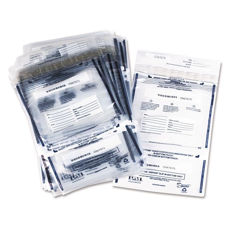 ICONEX Clear Dual Deposit Bags with Tamper Evident Closure, Plastic, 11" x 15", Clear, 100/Pack (ICX94190071)