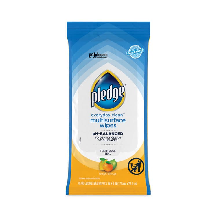 SC JOHNSON Multi-Surface Cleaner Wet Wipes, Cloth, 7 x 10, Fresh Citrus, White, 25 Wipes (SJN336274EA)