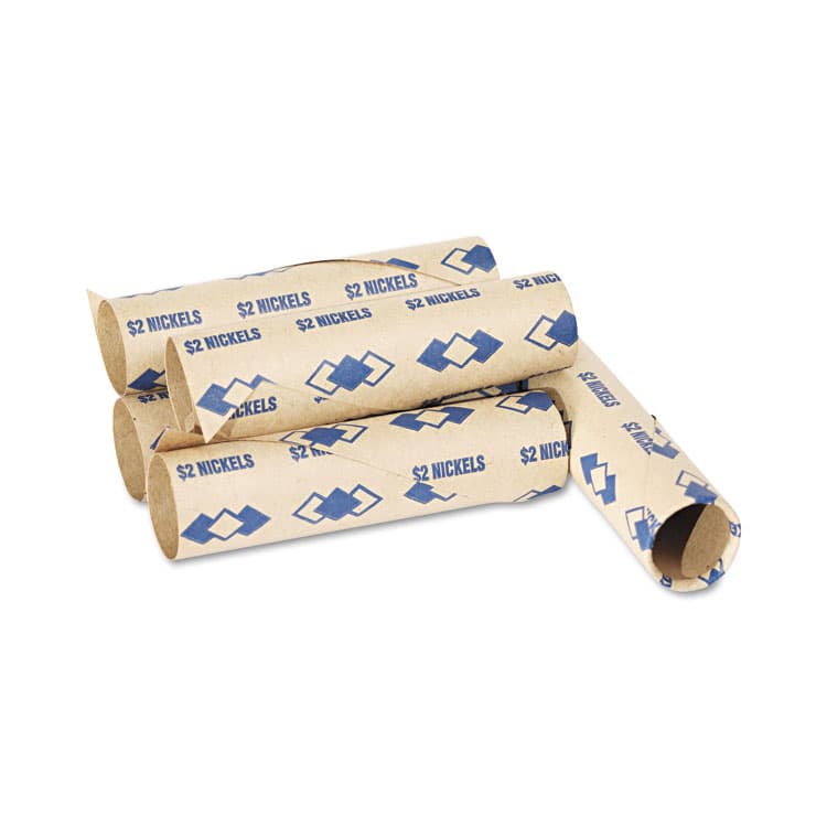 ICONEX Preformed Paper Tubular Coin Wrappers, Nickels, Blue/Kraft, 1,000/Box (PMC65070)