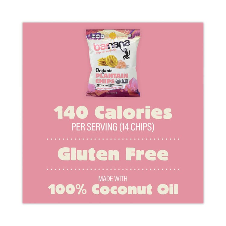 BARNANA Himalayan Pink Sea Salt Plantain Chips, 2 oz Bags, 12/Pack (GRR60730318) thumbnail 4