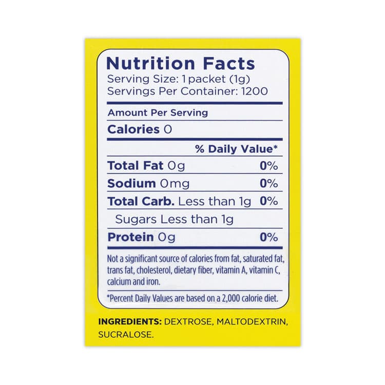 MCNEIL - DIV OF JOHNSON&JOHNSON No Calorie Sweetener, 1 g Packet, 1,200/Carton (GRR22000459) thumbnail 4