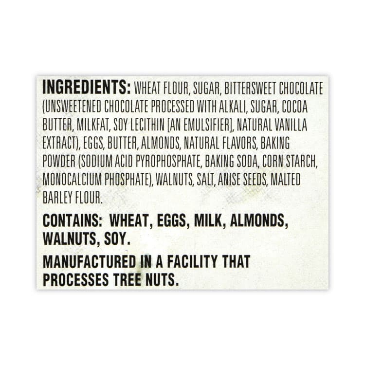 NONNI'S Biscotti, Dark Chocolate Almond, 1 lb 5 oz Tub, 25 Pieces/Tub, 1 Tub/Carton (GRR30700123) thumbnail 3