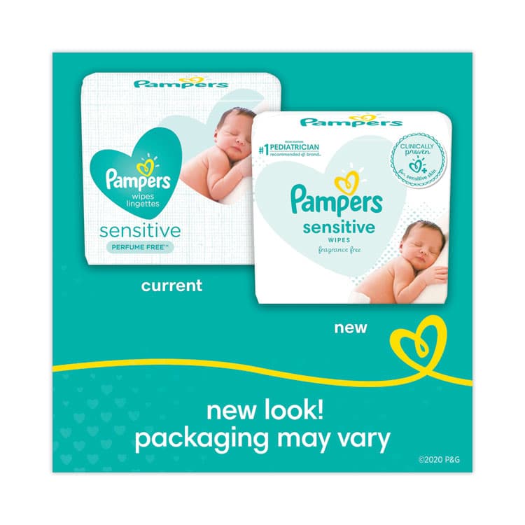 PROCTER & GAMBLE Sensitive Baby Wipes, 1-Ply, 6.8 x 7, Unscented, White, 56/Pack, 8 Packs/Carton (PGC87076)