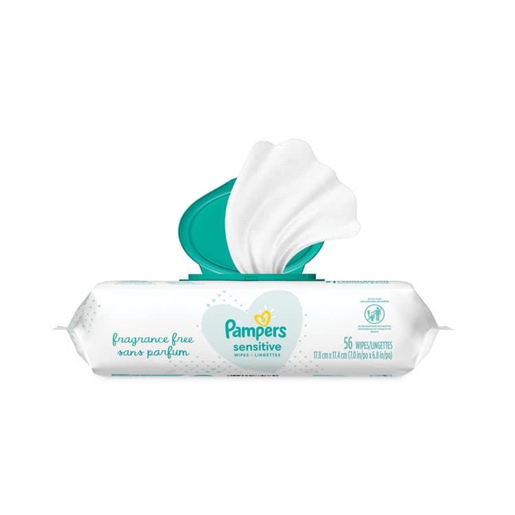 PROCTER & GAMBLE Sensitive Baby Wipes, 1-Ply, 6.8 x 7, Unscented, White, 56/Pack, 8 Packs/Carton (PGC87076) thumbnail 4
