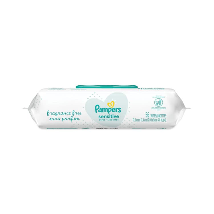 PROCTER & GAMBLE Sensitive Baby Wipes, 1-Ply, 6.8 x 7, Unscented, White, 56/Pack, 8 Packs/Carton (PGC87076) thumbnail 2