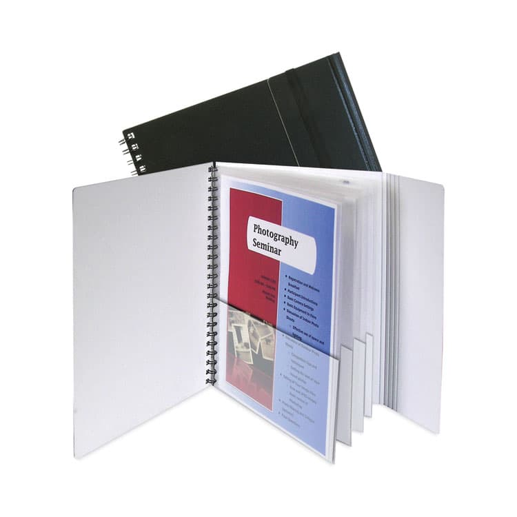 C-LINE PRODUCTS, Eight-Pocket Portfolio with Security Flap, Polypropylene, 8.5 x 11, Black/White (CLI32881)