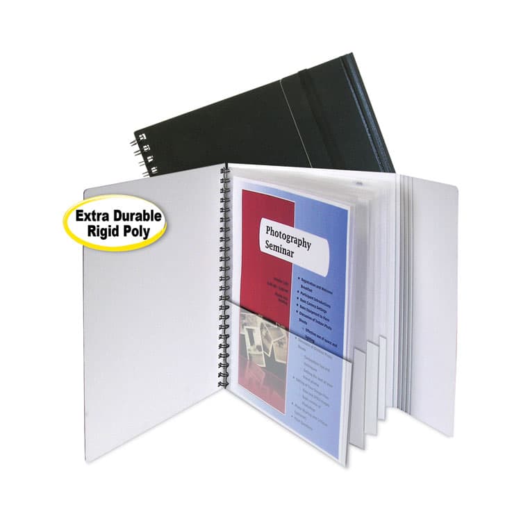 C-LINE PRODUCTS, Eight-Pocket Portfolio with Security Flap, Polypropylene, 8.5 x 11, Black/White (CLI32881) thumbnail 3