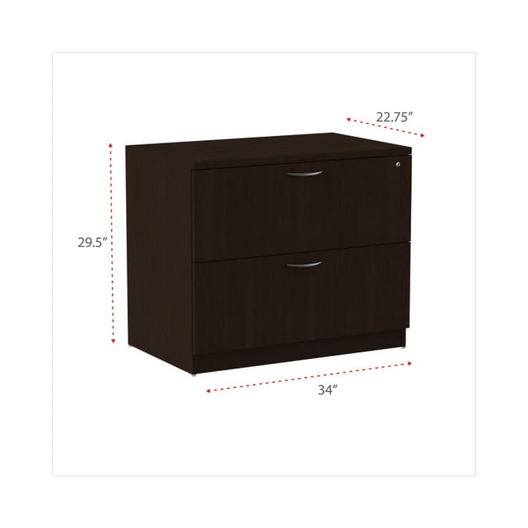 ALERA Alera Valencia Series Lateral File, 2 Legal/Letter-Size File Drawers, Espresso, 34" x 22.75" x 29.5" (ALEVA513622ES) thumbnail 4