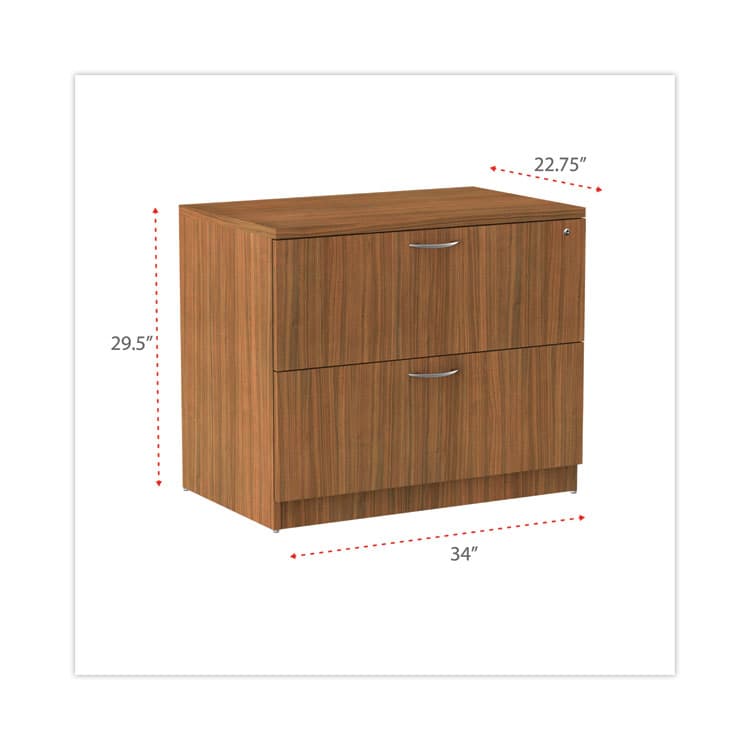 ALERA Alera Valencia Series Lateral File, 2 Legal/Letter-Size File Drawers, Modern Walnut, 34" x 22.75" x 29.5" (ALEVA513622WA) thumbnail 4