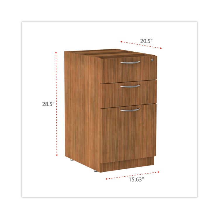 ALERA Alera Valencia Series Full Pedestal File, Left/Right, 3-Drawer: Box/Box/File, Legal/Letter, Modern Walnut,15.63 x 20.5 x 28.5 (ALEVA532822WA) thumbnail 4