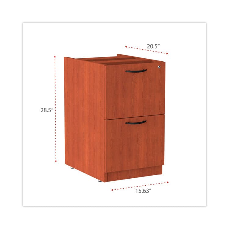 ALERA Alera Valencia Series Full Pedestal File, Left/Right, 2 Legal/Letter-Size File Drawers, Medium Cherry, 15.63" x 20.5" x 28.5" (ALEVA542822MC) thumbnail 4