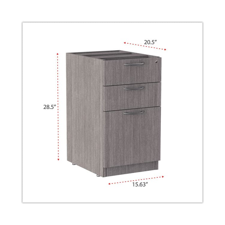 ALERA Alera Valencia Series Full Pedestal File, Left/Right, 3-Drawers: Box/Box/File, Legal/Letter, Gray, 15.63" x 20.5" x 28.5" (ALEVA532822GY) thumbnail 2