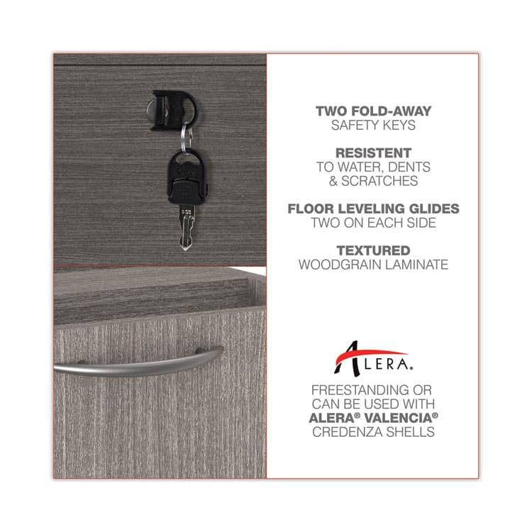 ALERA Alera Valencia Series Lateral File, 2 Legal/Letter-Size File Drawers, Gray, 34" x 22.75" x 29.5" (ALEVA513622GY) thumbnail 4