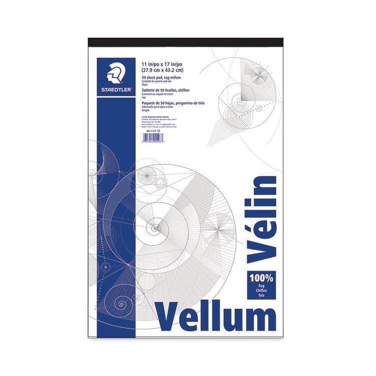 STAEDTLER, . Mars Translucent Vellum Art and Drafting Paper, 16 lb Bristol Weight, 11 x 17, Translucent, 50/Pad (STD9461117P)