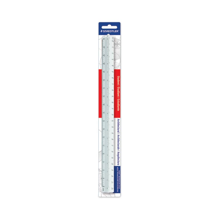 STAEDTLER, . Triangular Scale Plastic Architects Ruler, 12" Long, Plastic, White (STD9871931BK) thumbnail 3