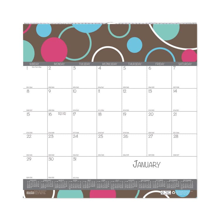 HOUSE OF DOOLITTLE Recycled Bubbleluxe Wall Calendar, Bubbles Artwork, 12 x 12, White/Multicolor Sheets, 12-Month (Jan to Dec): 2026 (HOD340) thumbnail 3