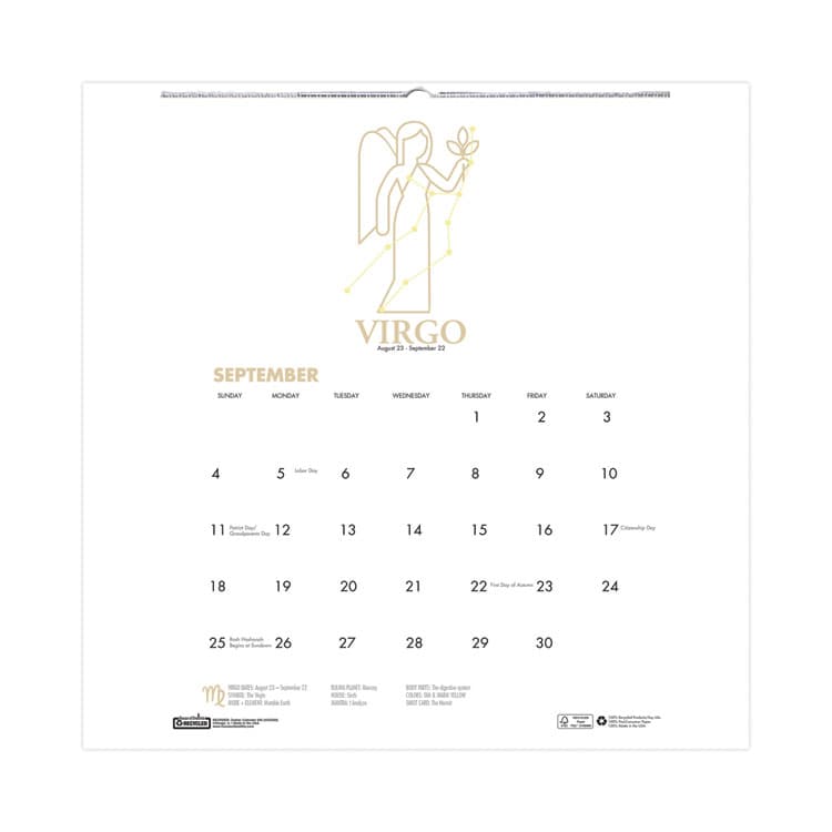 HOUSE OF DOOLITTLE Recycled Academic Zodiac Wall Calendar, 11 x 14, Multicolor Sheets, 12-Month (Aug to July): 2025 to 2026 (HOD3185) thumbnail 3