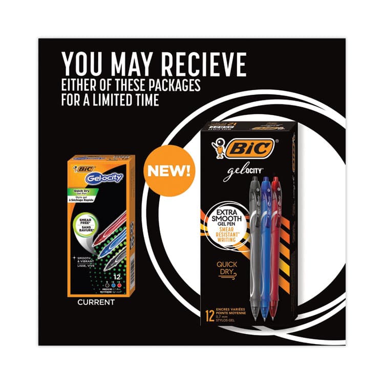 BIC CORP. Gel-ocity Quick Dry Gel Pen, Retractable, Fine 0.7mm, Assorted Ink and Barrel Colors, Dozen (BICRGLCG11AST) thumbnail 3