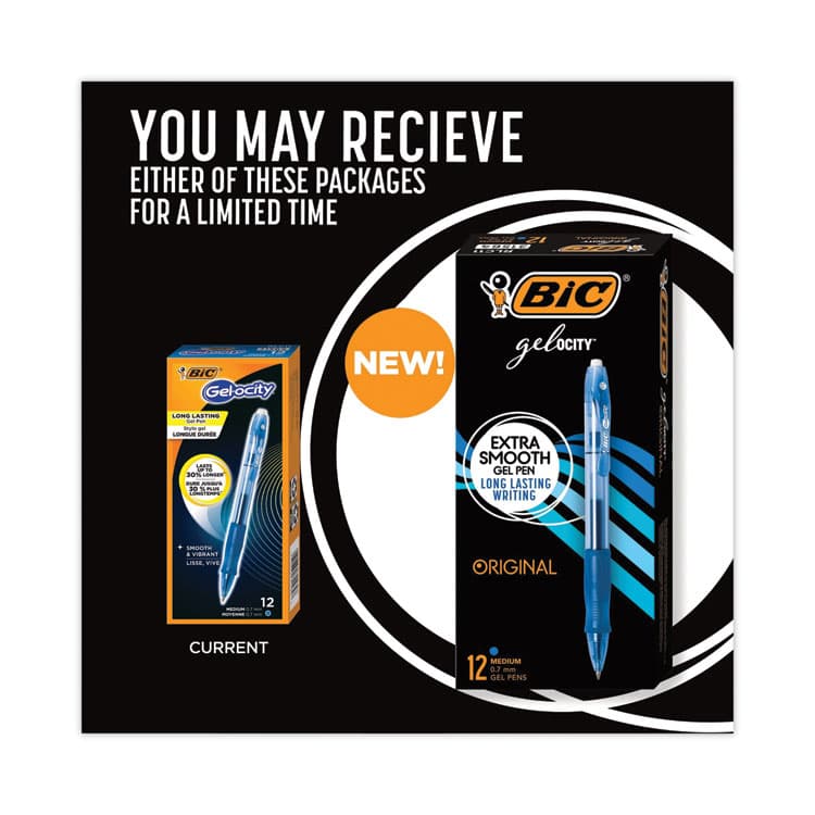BIC CORP. Gel-ocity Gel Pen, Retractable, Medium 0.7 mm, Blue Ink, Translucent Blue Barrel, Dozen (BICRLC11BE) thumbnail 3