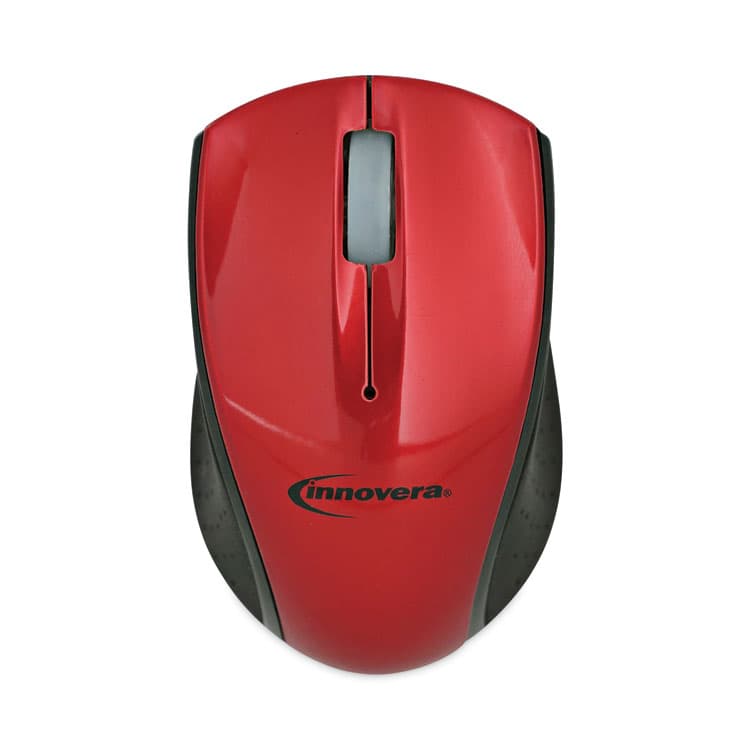 INNOVERA Mini Wireless Optical Mouse, 2.4 GHz Frequency/30 ft Wireless Range, Left/Right Hand Use, Red/Black (IVR62204) thumbnail 4