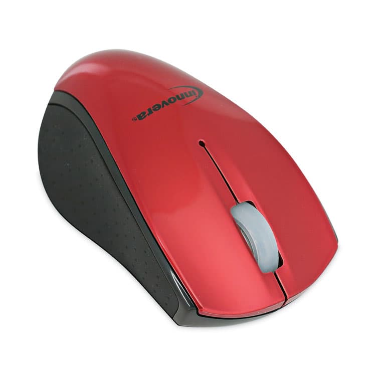 INNOVERA Mini Wireless Optical Mouse, 2.4 GHz Frequency/30 ft Wireless Range, Left/Right Hand Use, Red/Black (IVR62204) thumbnail 2