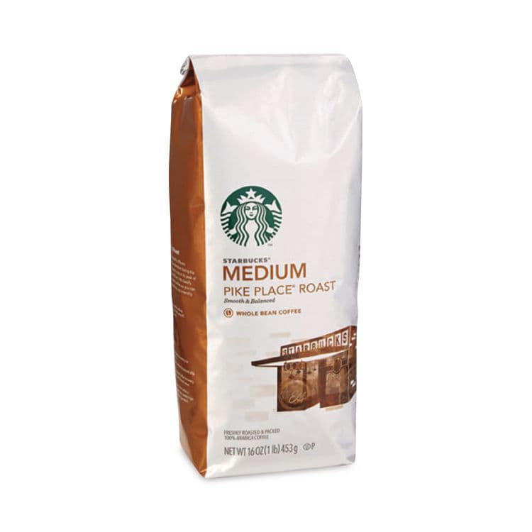 STARBUCKS COFFEE COMPANY Whole Bean Coffee, Pike Place Roast, 1 lb Bag, 6/Carton (SBK11017854CT)