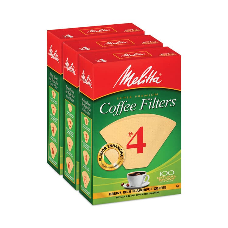 MELITTA USA Melitta Coffee Filters, #4, 8 to 12 Cup Size, Cone Style, 100 Filters/Pack, 3/Pack (GRR22000695) thumbnail 3