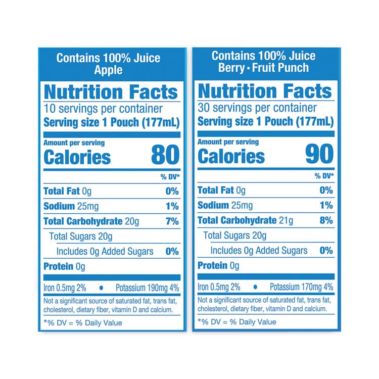 KRAFT FOODS, 100% Juice Pouches Variety Pack, 6 oz, 40 Pouches/Carton (GRR22000720) thumbnail 3