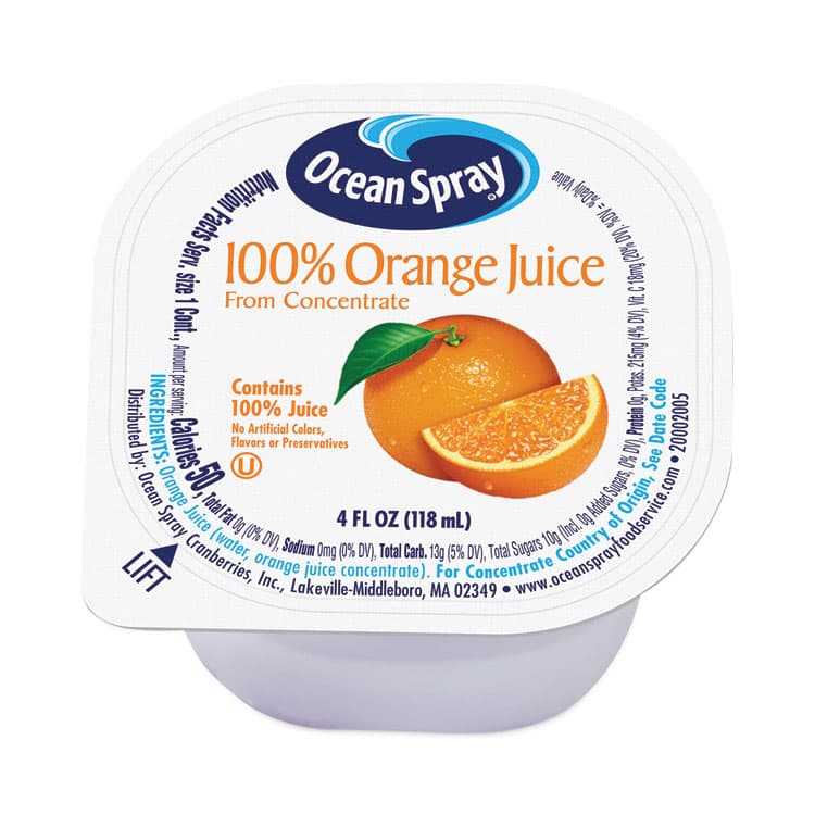 OCEAN SPRAY 100% Juice, Orange, 4 oz Cup, 48/Box (GRR30700001)