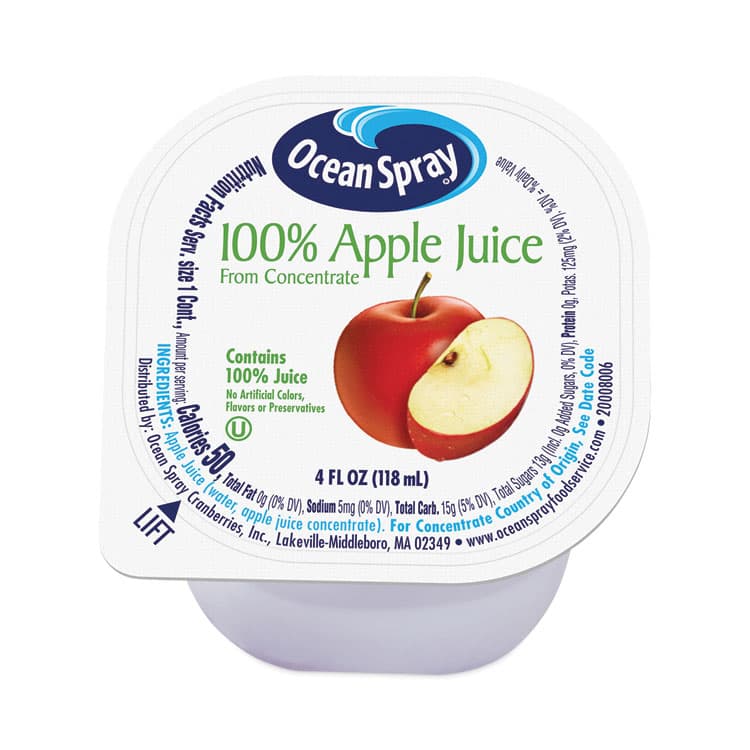OCEAN SPRAY 100% Juice, Apple, 4 oz Cup, 48/Box (GRR30700002)