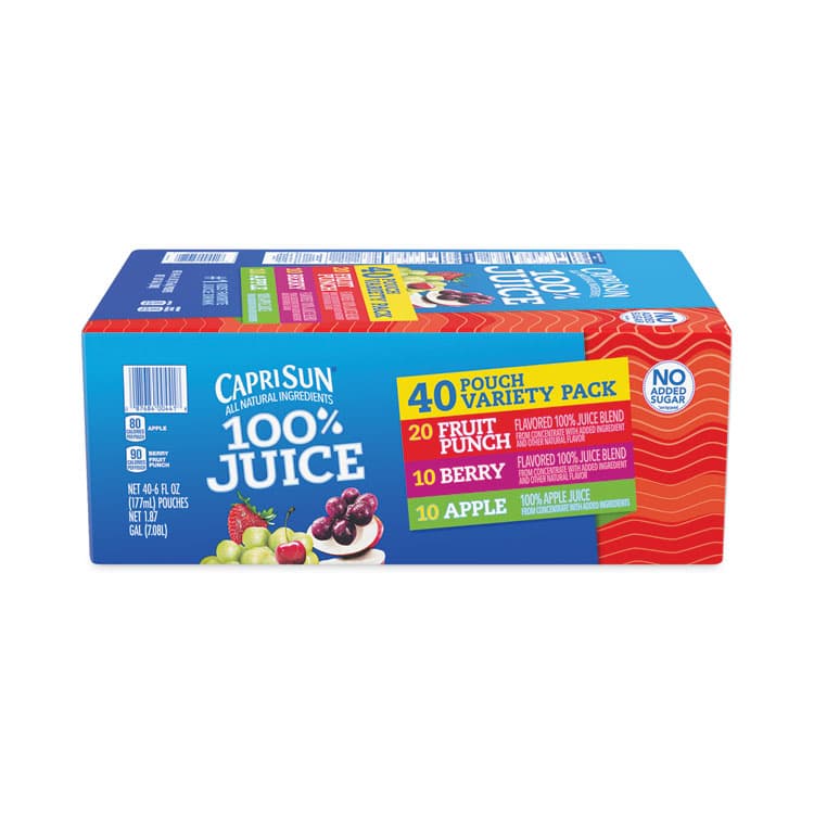 KRAFT FOODS, 100% Juice Pouches Variety Pack, 6 oz, 40 Pouches/Carton (GRR22000720) thumbnail 2