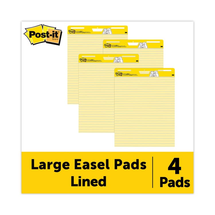 3M/COMMERCIAL TAPE DIV. Vertical-Orientation Self-Stick Easel Pads, Presentation Format (1.5" Rule), (30) Yellow 25 x 30 Sheets, 4/Carton (MMM561VAD4PK)