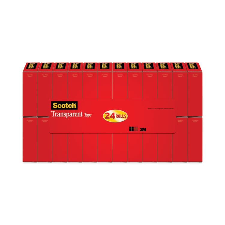 3M/COMMERCIAL TAPE DIV. Transparent Tape, 1" Core, 0.75" x 83.33 ft, Transparent, 24/Pack (MMM600K24)