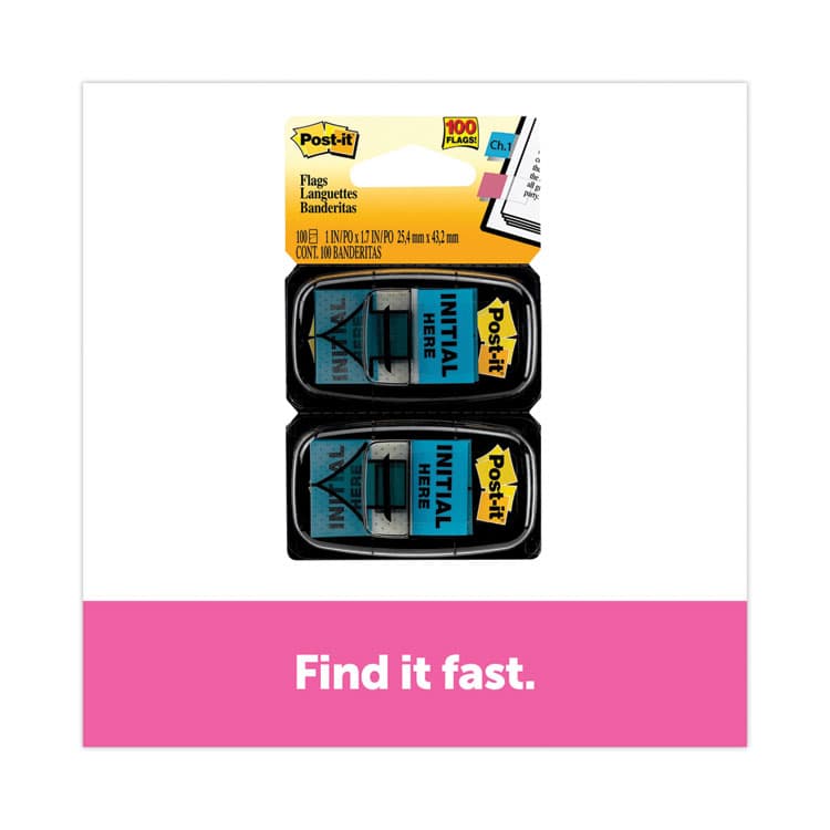 3M/COMMERCIAL TAPE DIV. Arrow Message 1" Page Flags, "Initial Here", Blue, 50 Flags Dispensers/2 Dispensers/Pack (MMM680IH2) thumbnail 2