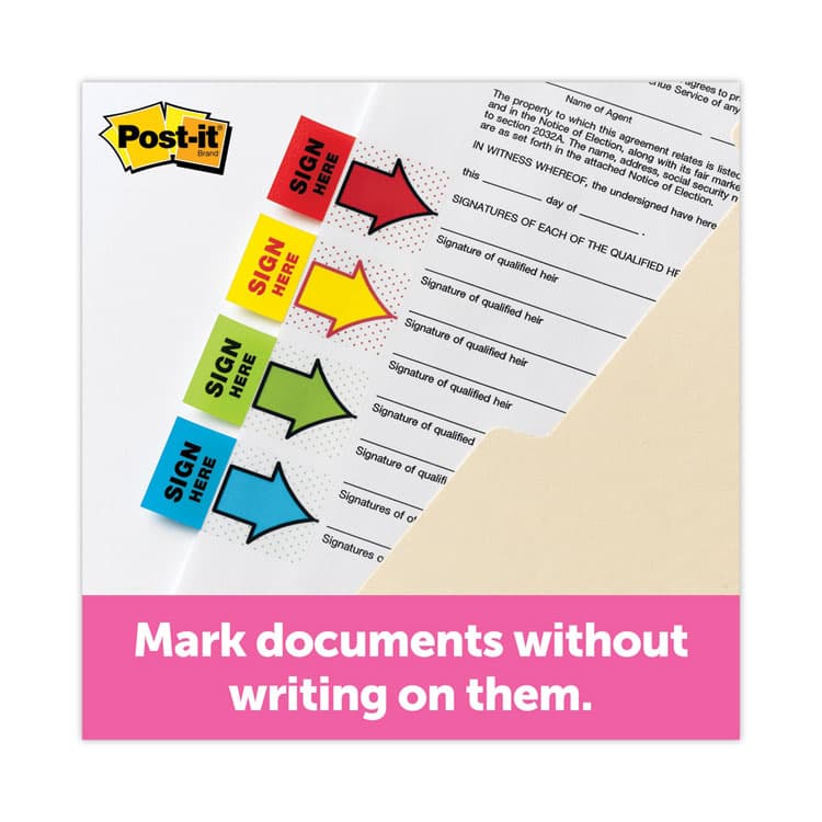 3M/COMMERCIAL TAPE DIV. Arrow Message 1" Page Flags, 200 "Sign Here", 48 Arrow, Four Colors, 248/Pack (MMM680SH4VA) thumbnail 4