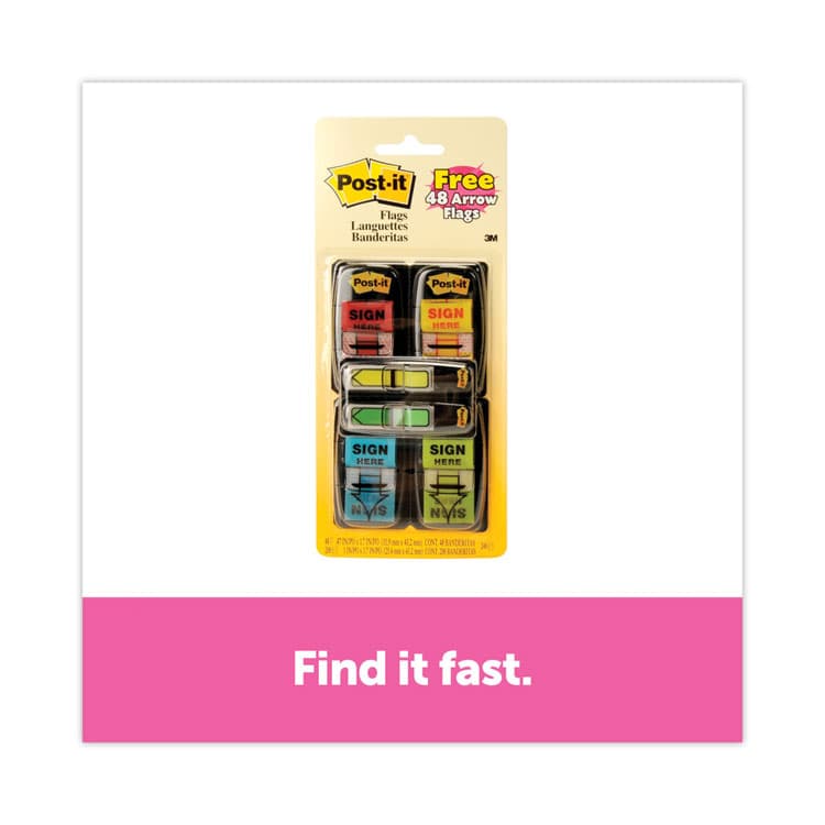3M/COMMERCIAL TAPE DIV. Arrow Message 1" Page Flags, 200 "Sign Here", 48 Arrow, Four Colors, 248/Pack (MMM680SH4VA) thumbnail 2